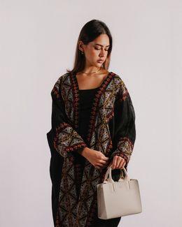 Mishkat Reef Linen Abaya (Black) - 60