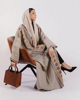 Mishkat Sultana Linen Abaya SB-10 (Beige) - 60