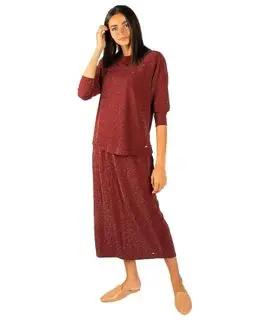 مشكاة تنورة ماكسي لامعة - أحمر داكن - S