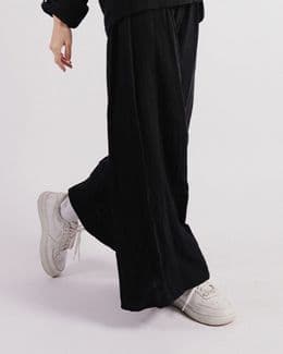 مشكاة بنطلون نسيم بقصة واسعة - أسود - S