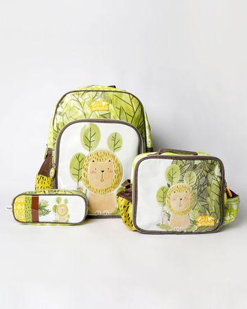 مجموعة بُني بطبعة الأسد ( حقيبة ظهر، حقيبة غداء، مقلمية)