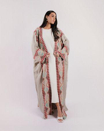 Mishkat Reef Linen Abaya (Beige) - 58