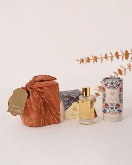 شبابنا مجموعة هدايا {بخور مبسوس الكرم، عطر خلاصة الزهور، قماش مطرز متعدد الاستخدامات، تاق الإهداء "سنة حلوة يا جميل"}