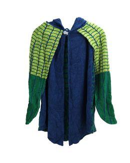 بُني منشفة من نسيج الجاكار على شكل طائر طاووس مع حقيبة - أزرق - L