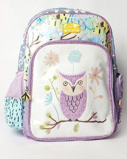 بُني حقيبة ظهر مدرسية بطبعة البومة للأطفال - متعددة الألوان