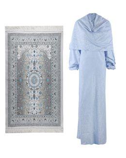 Manasek Blue Boxed Prayer Mat with Prayer Dress