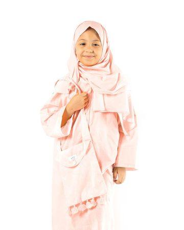 مناسك شرشف صلاة بوشاح مع حقيبة للأطفال - وردي - 4-5 سنوات