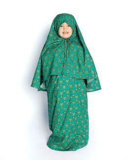 مناسك طقم شرشف صلاة من قطعتين للأطفال - أخضر - 2-3 سنوات