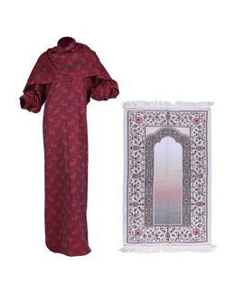 Manasek Red Boxed Prayer Mat with Prayer Dress-