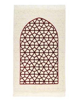 مناسك سجادة صلاة Tranquil من نسيج الأكريلك مع حقيبة - بيج وأحمر داكن