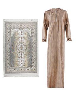 Manasek Yellow Boxed Prayer Mat with Prayer Dress