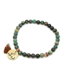 Min Maadan Alensan Precious Stones Inny Qarib Subha Bracelet with 18k Gold-Plated Pendant