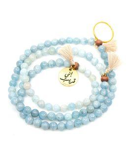 من معدن الإنسان سبحة إني قريب المكونة من الأحجار الكريمة مع قلادة وخاتم مطليان بالذهب عيار 18 قيراط