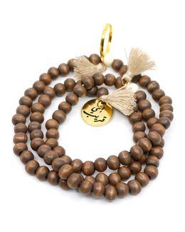 من معدن الإنسان سبحة إني قريب المكونة من الأحجار الكريمة مع قلادة وخاتم مطليان بالذهب عيار 18 قيراط