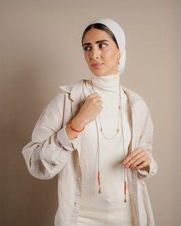 من معدن الإنسان سلسلة طويلة من الأحجار الطبيعية العقيق والعقيق الأبيض - Al2401-5