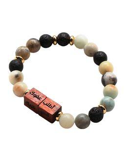 من معدن الإنسان سوار السنن الرواتب المكون من أحجار الأمازونيت الكريمة وأحجار بركانية مع مكعبين خشبيين