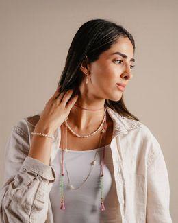 من معدن الإنسان سلسلة طويلة من الأحجار الطبيعية الأفينتورين والعقيق الأبيض - Al2401-3