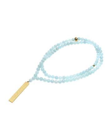 من معدن الإنسان سبحة اينما بحجر الأكوامارين وقلادة ذهبية