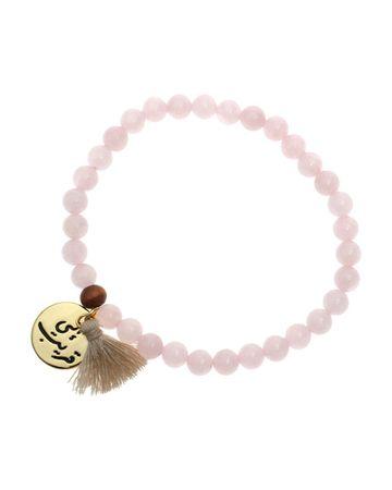 من معدن الإنسان سبحة إني قريب بـ33 خرزة من حجر الكوارتز الوردي وقلادة - AL165602