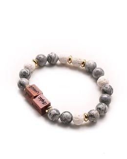 من معدن الإنسان سوار السنن الرواتب المكون من أحجار الماب ستون الكريمة وأحجار بركانية بيضاء مع مكعبين خشبيين