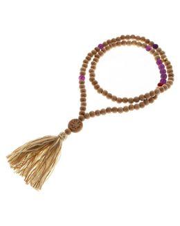 من معدن الإنسان سبحة سبحانك من خرز الجمشت وخشب الزان مع قلادة بشرابة