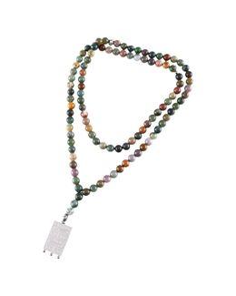 من معدن الإنسان سبحة (يقين) من خرز الياقوت الهندي وقلادة من الستانلس ستيل باللون الفضي