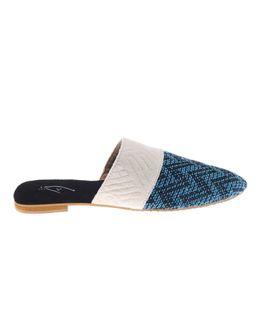 Mishkat Behar Babouche Slippers for Women (Natural & Teal) - 35 EU