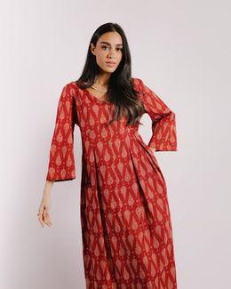 مشكاة فستان يومي مع حقيبة - أحمر - XL