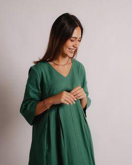 مشكاة فستان يومي مع حقيبة - أخضر - XL