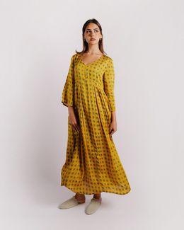 Mishkat Everyday Dress With Bag (Satin Yellow) - XL