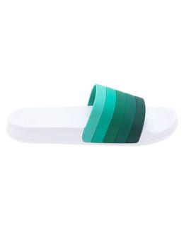 Mishkat Green & White Sliders for Women