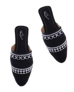 Mishkat Mamlaka Babouche Slippers for Kids (Black & White) - 26/27 EU