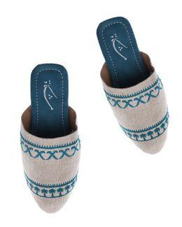 Mishkat Mamlaka Babouche Slippers for Kids (Natural & Teal) - 28/29 EU