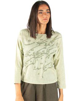 Mishkat Light Green Calligraphy Printed Top with Long Sleeves - S