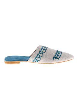 Mishkat Mamlaka Babouche Slippers for Women (Natural & Teal) - 35 EU