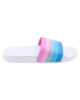 Mishkat Pink & White Sliders for Women