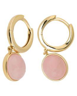 من معدن الإنسان أقراط حجري من الفضة 925 ومزينة بحجر روز كوارتز