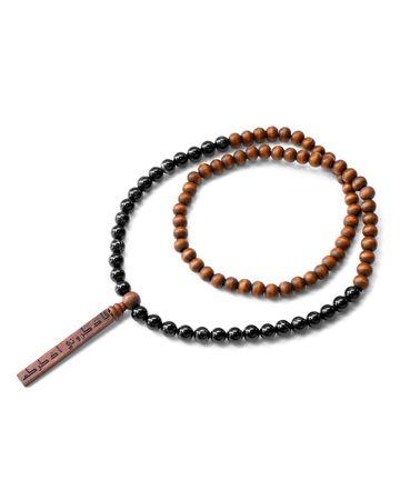 من معدن الإنسان سبحة (فاذكروني أذكركم) مكونة من أحجار العقيق مٌزينة بخطوط - أسود