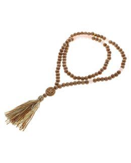 من معدن الإنسان سبحة سبحانك من خرز الكوارتز الوردي وخشب الزان مع قلادة