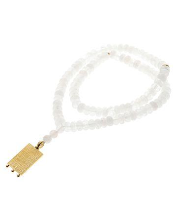 من معدن الإنسان سبحة يقين المكونة من خرز المرو الشفاف مع قلادة من الستانلس ستيل مطلية بالذهب عيار 18 قيراط